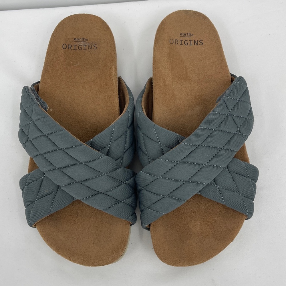 EARTH Origins Quilted Crisscross Slide Sandals in Slate Blue WOMENS SIZE 7.5 M - Picture 3 of 8